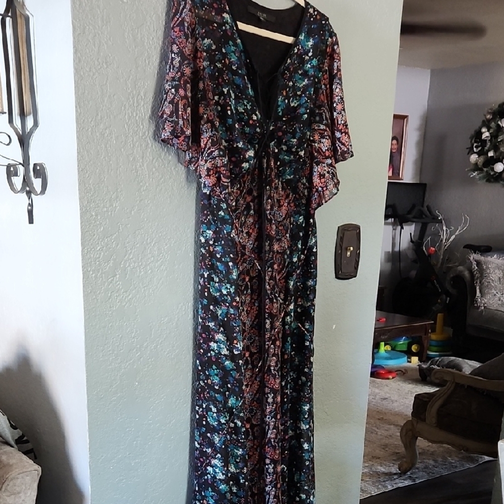Guess Black and Purple Floral Dress